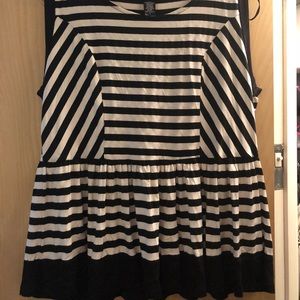 Black and White Peplum Tank